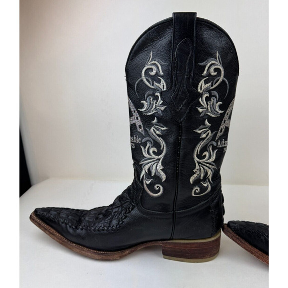 Admirable Boots Mens Sz 9 Black Leather Snip-Toe Western Cowboy Boots main image 14